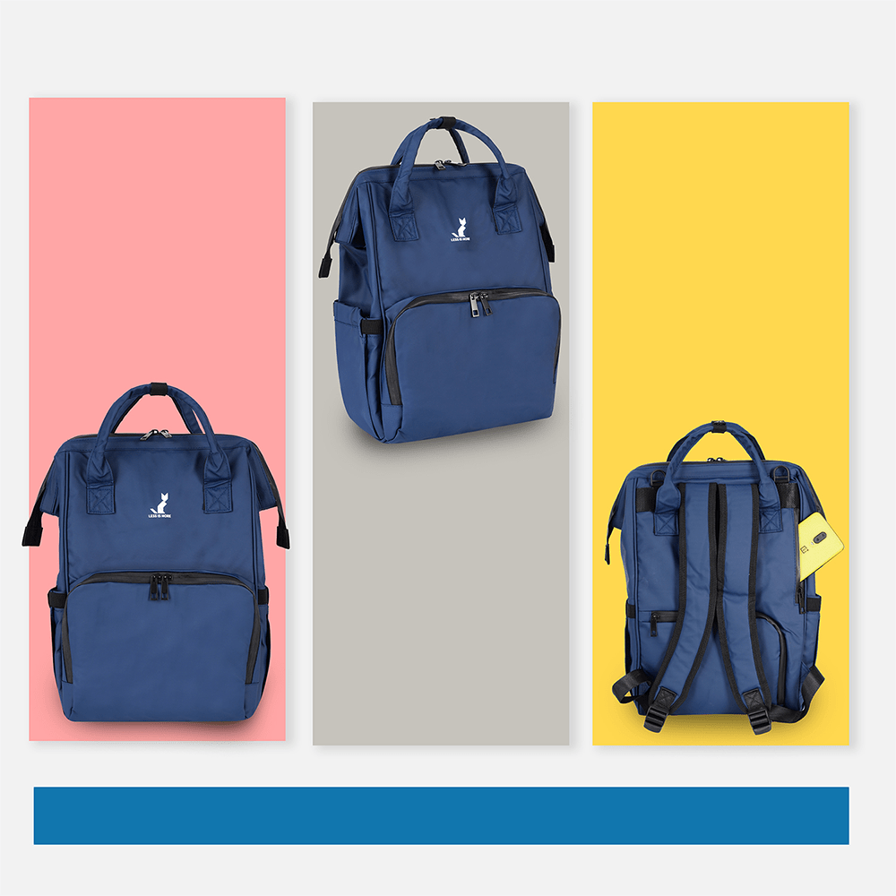 Happy Bear Diaper Bag with Laptop Compartment - HBM_Totebag_Blue
