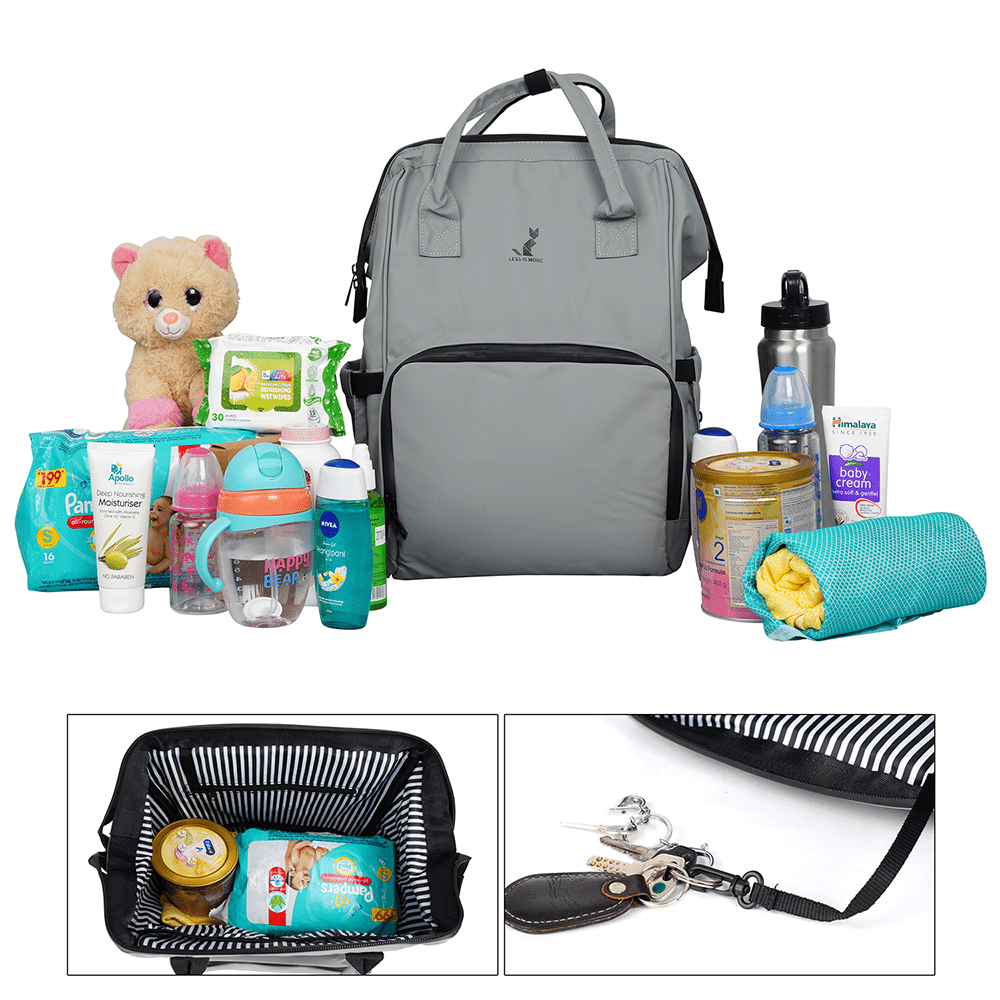 Happy Bear Diaper Bag with Laptop Compartment - HBM_Totebag_Grey