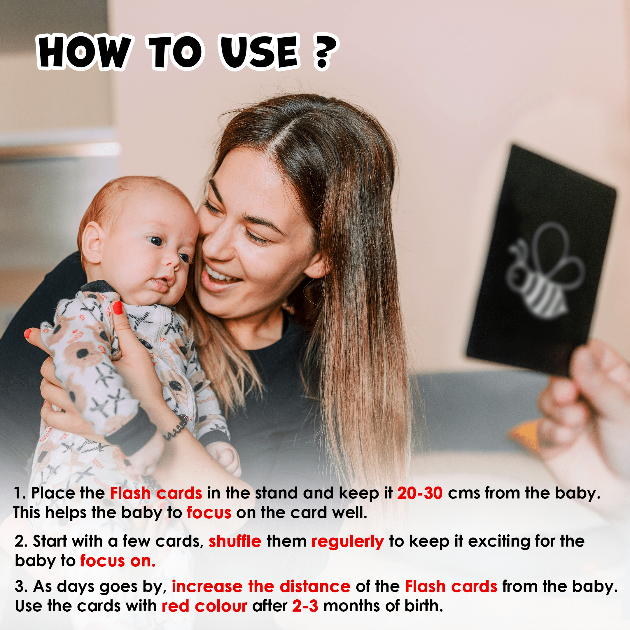 Happy Bear Flash Cards for babies 3 to 12 months - HBM_flashcards
