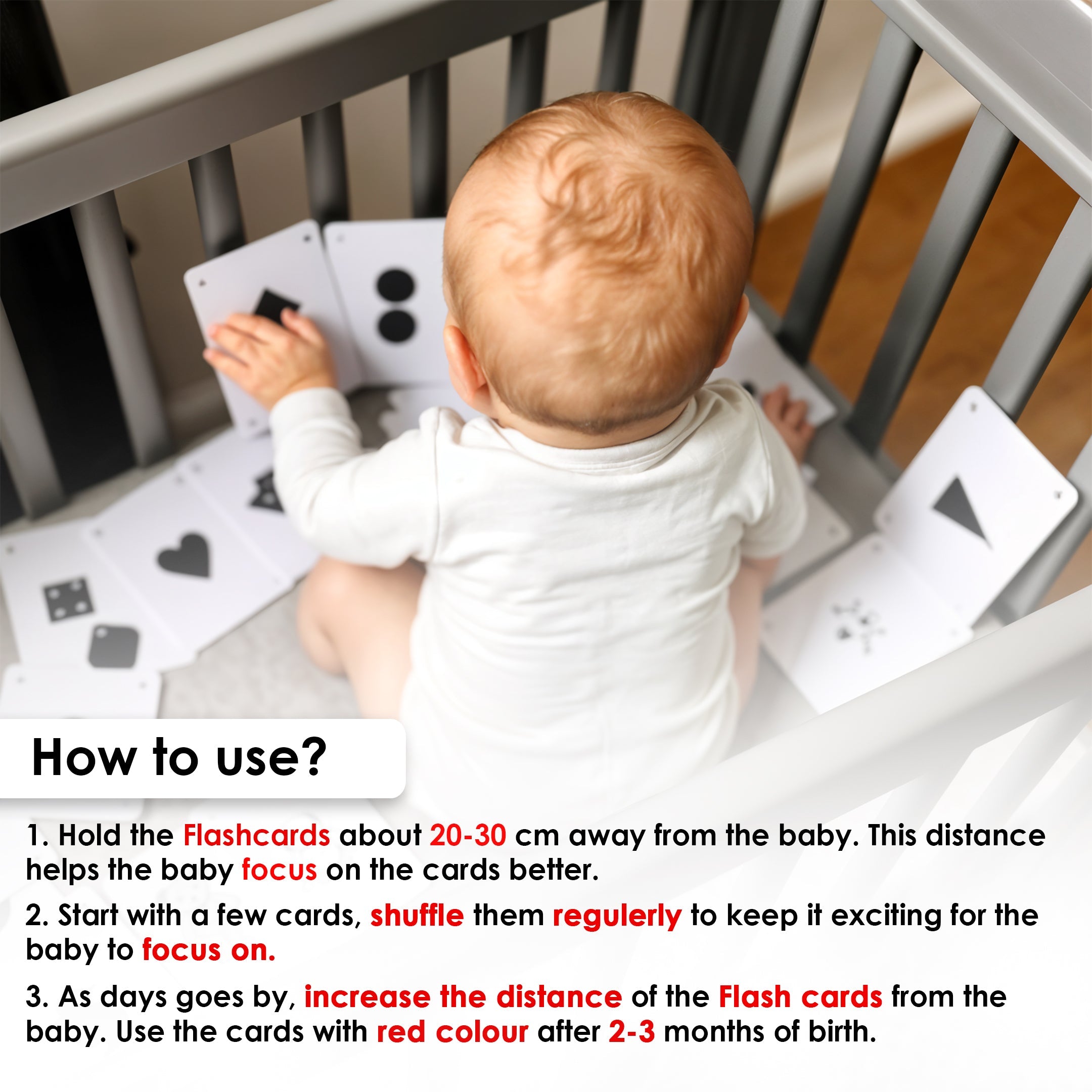 Happy Bear Flash Cards without stand for babies 3 to 12 months - HBM_flashcard_wo