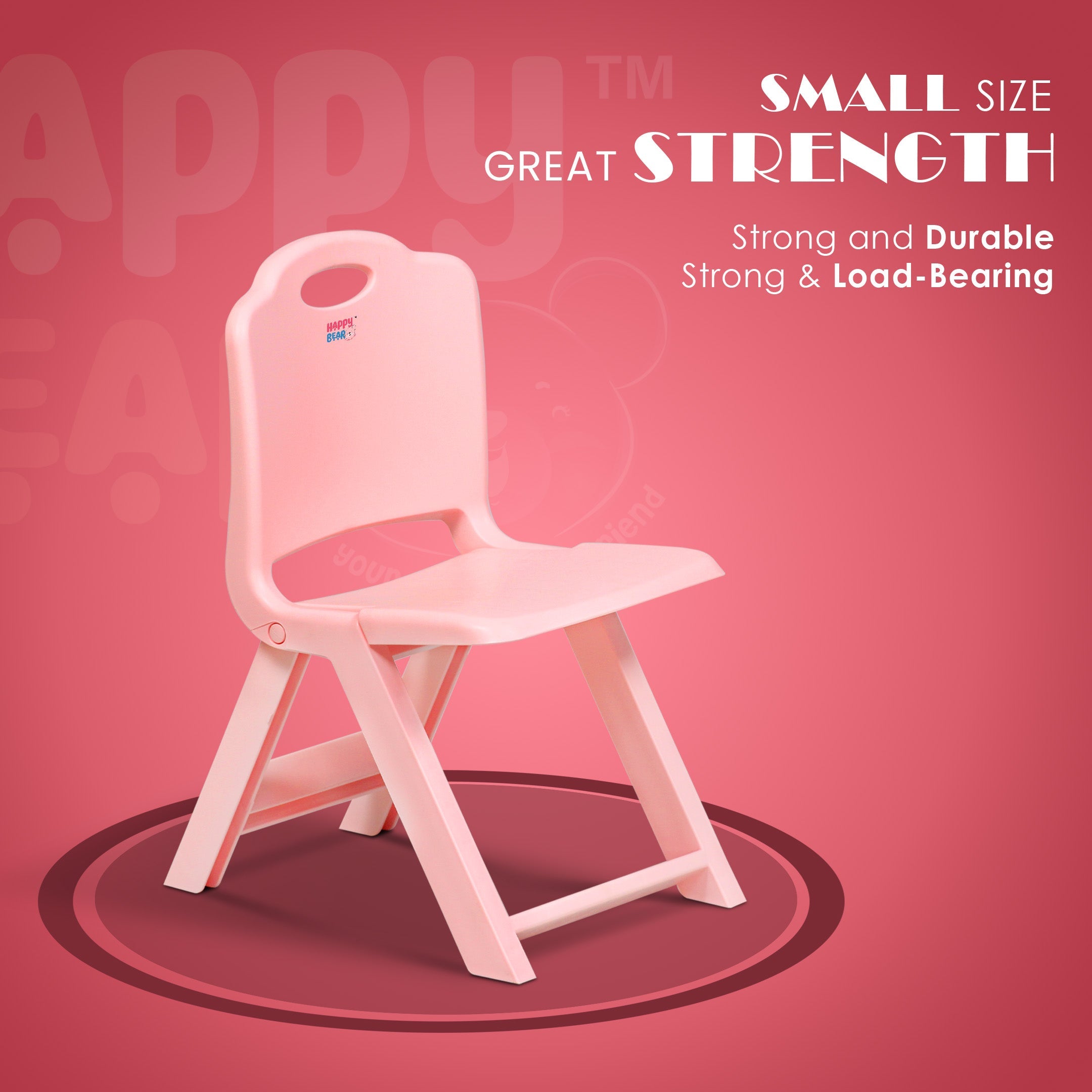 HAPPY BEAR Foldable Kids Chair Foldable Study Chair - PINK - FLODING CHAIR - PINK Chair