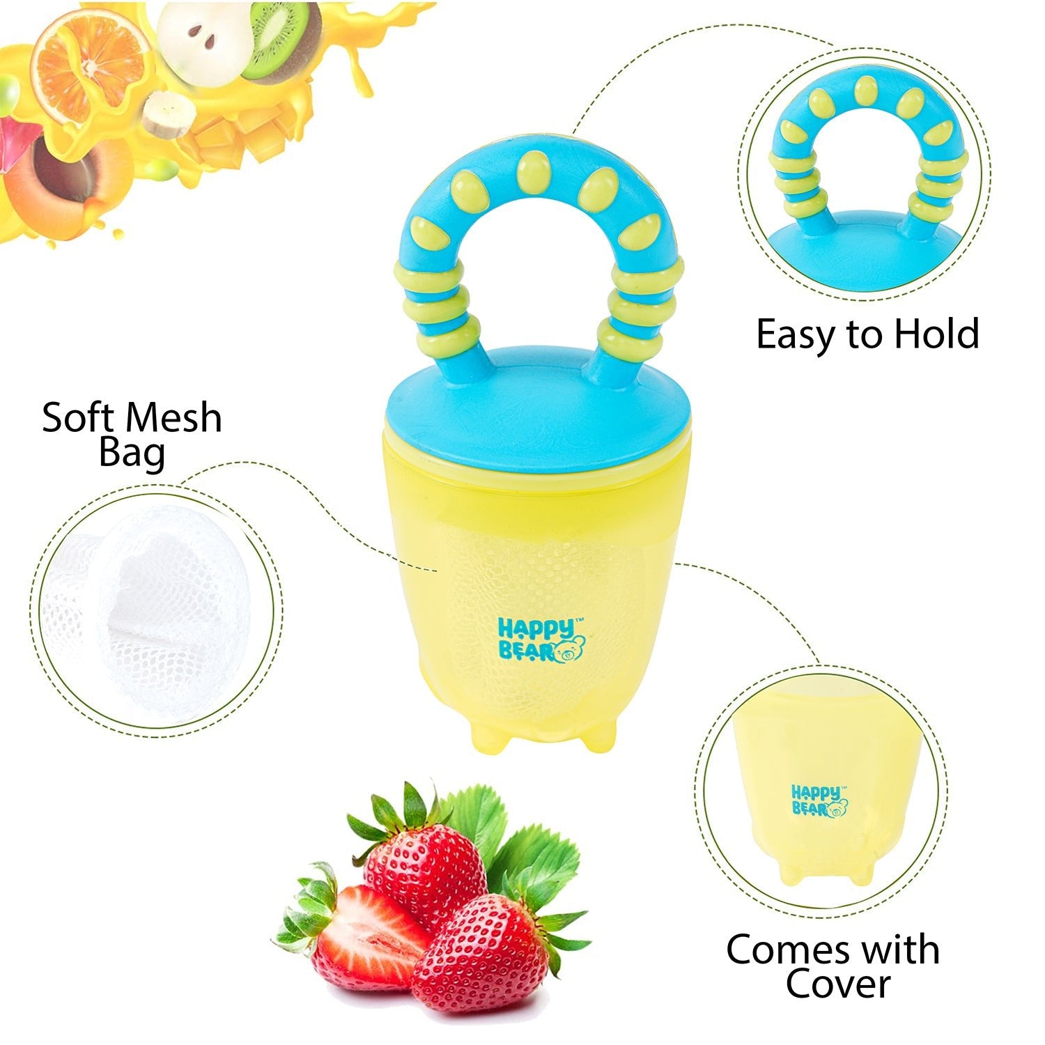 Happy Bear Fruit Feeder with Extra Mesh - HBM_Fruit Feeder_YB