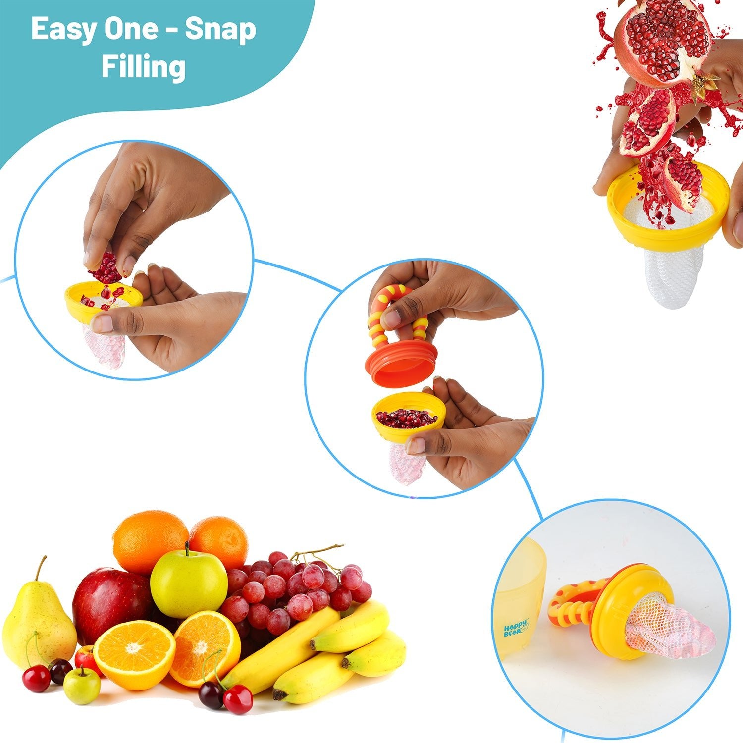 Happy Bear Fruit Feeder with Extra Mesh - HBM_Fruit Feeder_YR