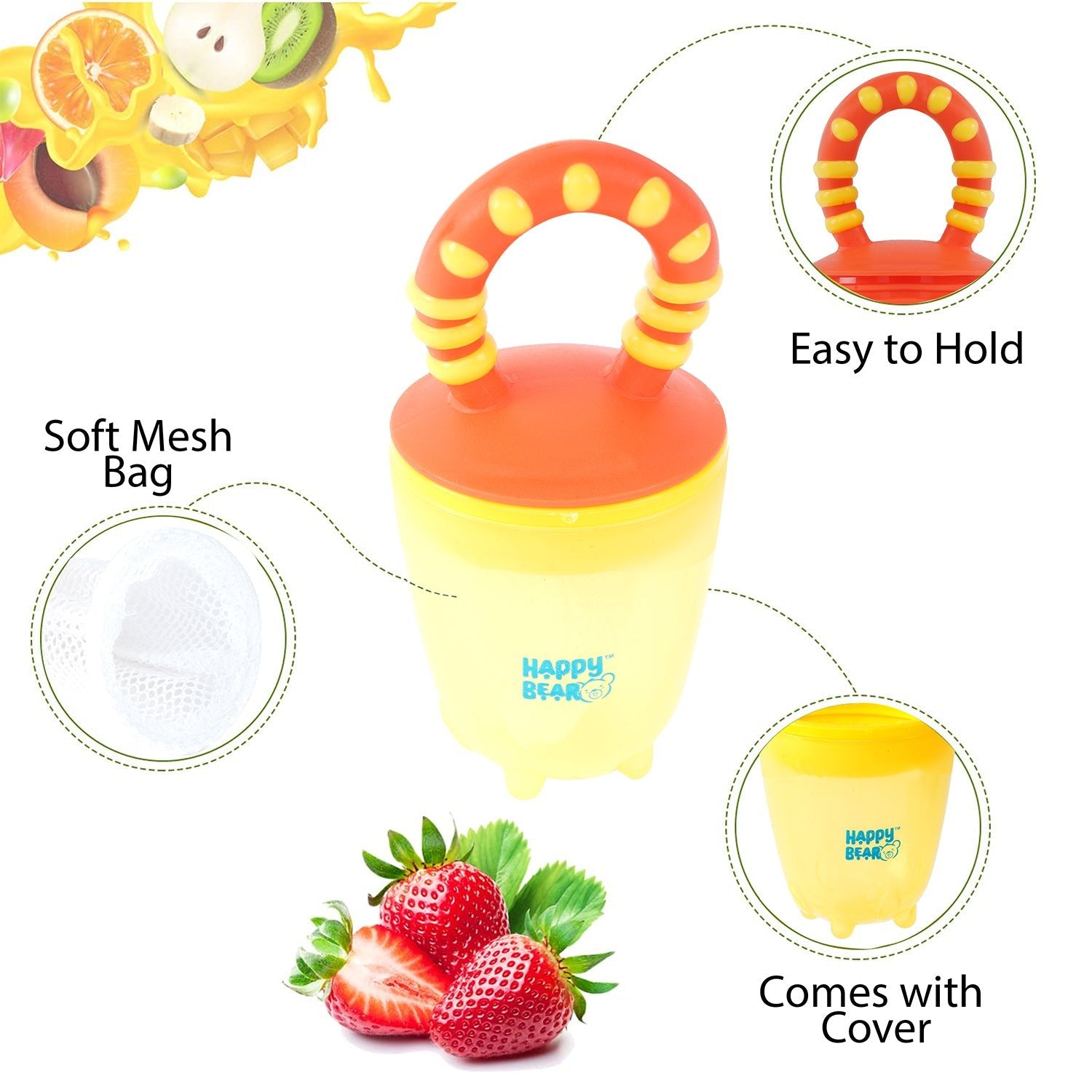 Happy Bear Fruit Feeder with Extra Mesh - HBM_Fruit Feeder_YR