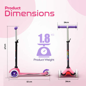 Happy Bear Kick Scooter with 3 Adjustable Height and Rear Brake - HBM_Glide_Pink