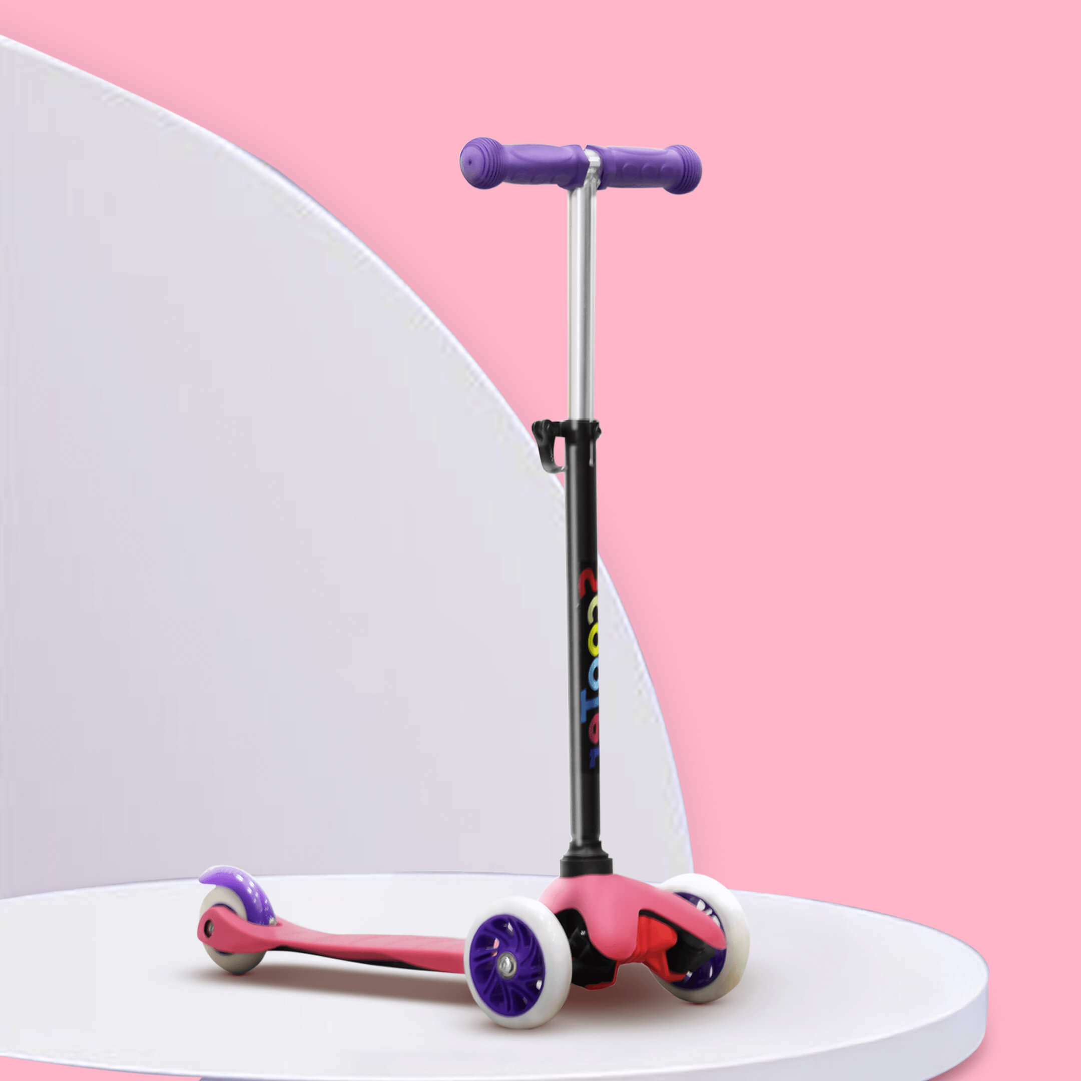 Happy Bear Kick Scooter with 3 Adjustable Height and Rear Brake - HBM_Glide_Pink