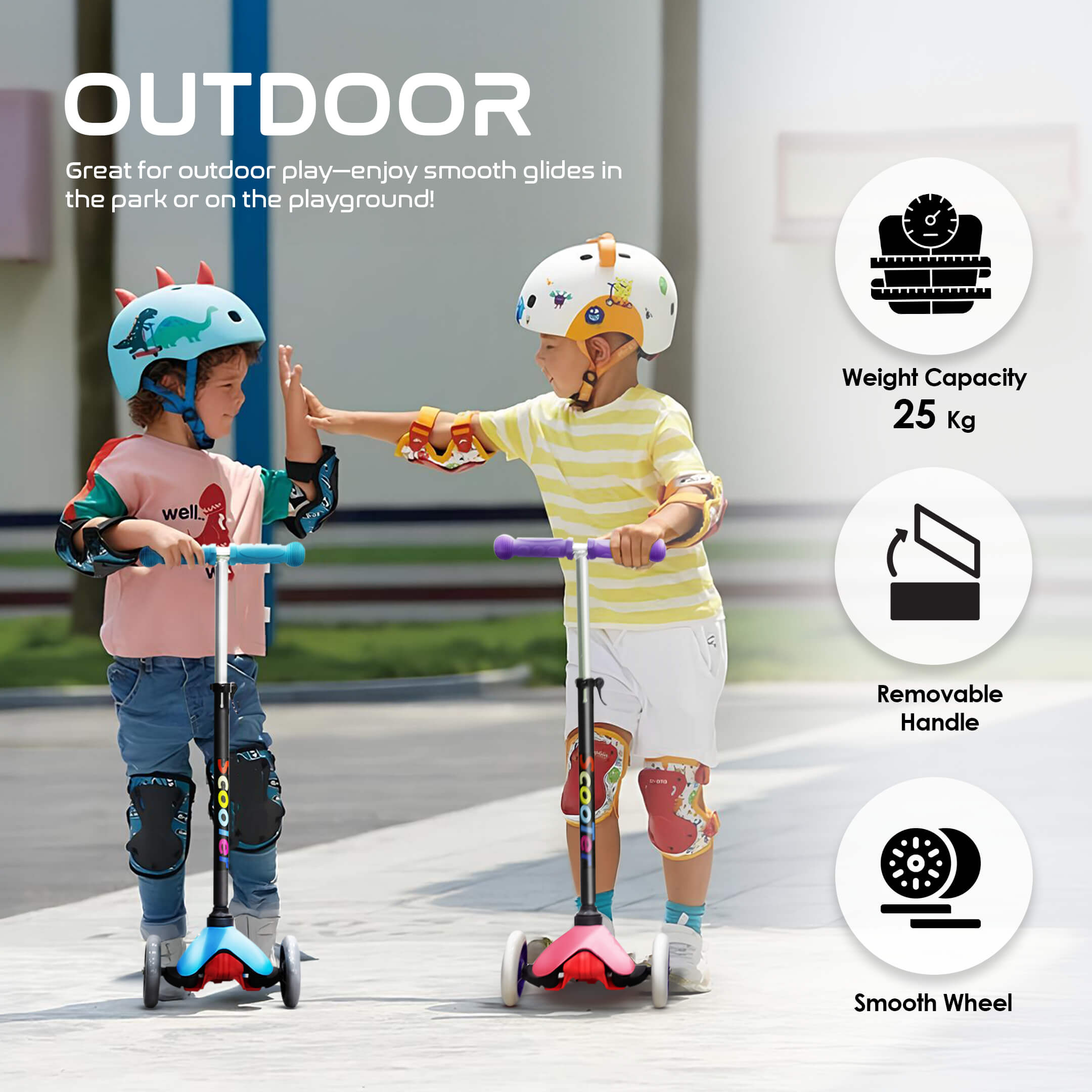 Happy Bear Kick Scooter with 3 Adjustable Height and Rear Brake - HBM_Glide_Pink