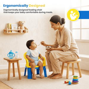 Happy Bear Kids Baby Chair Yellow Blue | The Mom Store - Baby Furniture