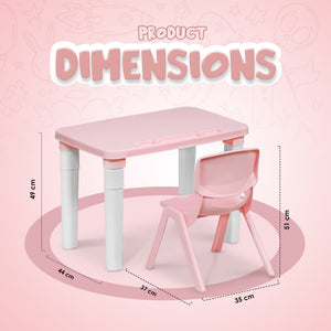 Happy Bear Kids Study Table & Chair Set (2 - 6 Years) - HBM_T&C_Pink