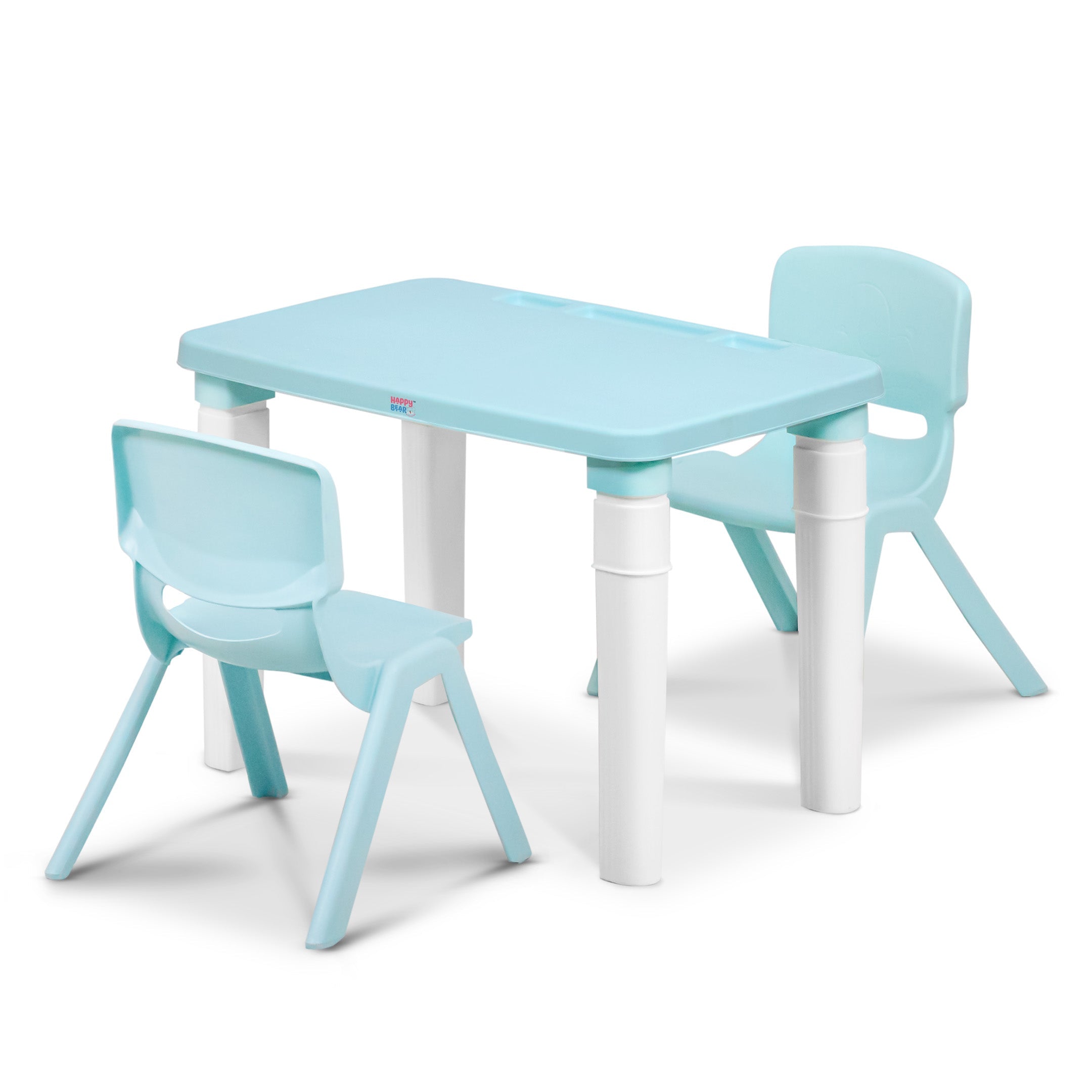 Happy Bear Kids Study Table & Double Chair Set (2 - 6 Years) - TABLE&DOUBLE CHAIR - BLUE Table and Chair