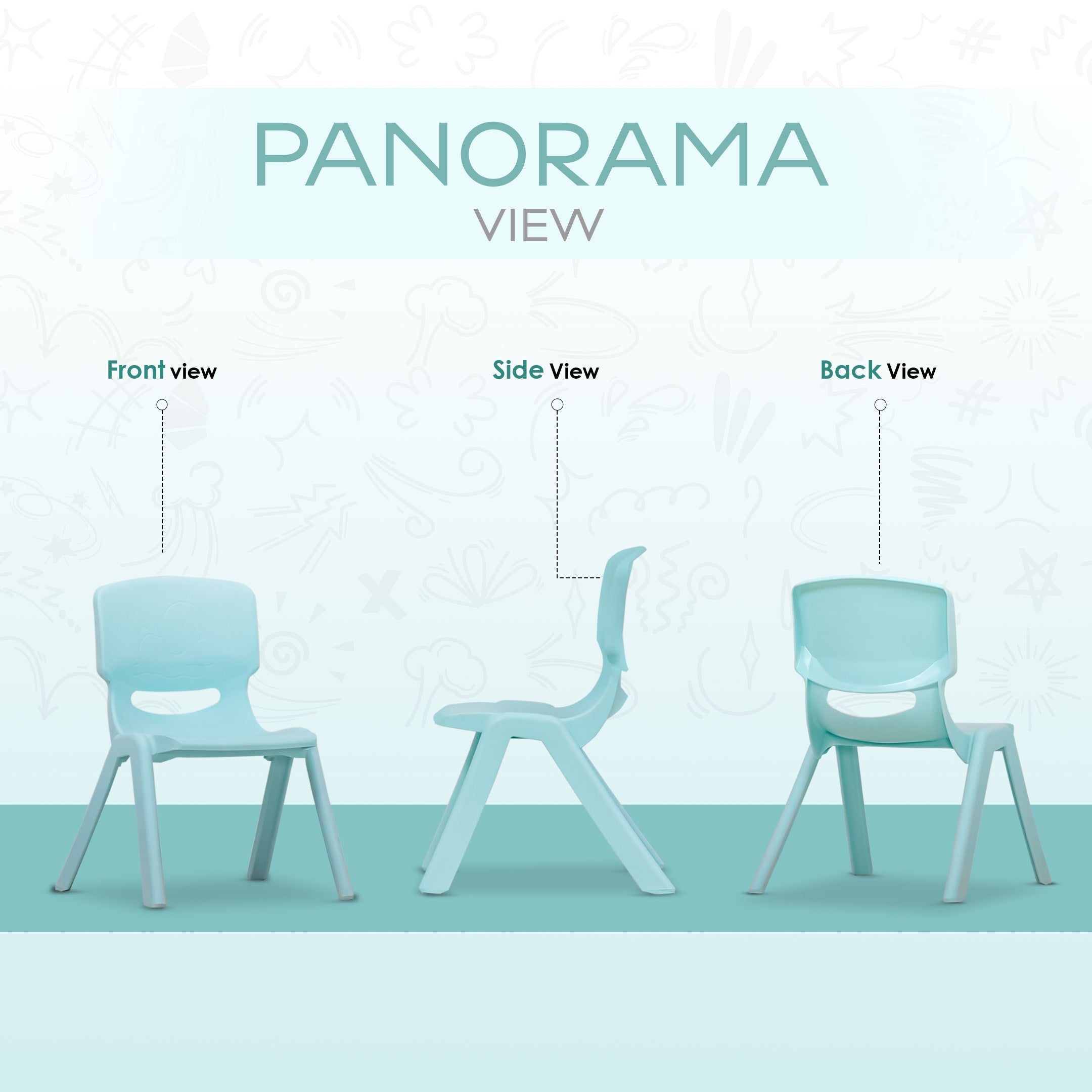 HAPPY BEAR Plastic Kids Chair | Durable and Lightweight | Modern & Comfortable - KIDS CHAIR - BLUE Chair