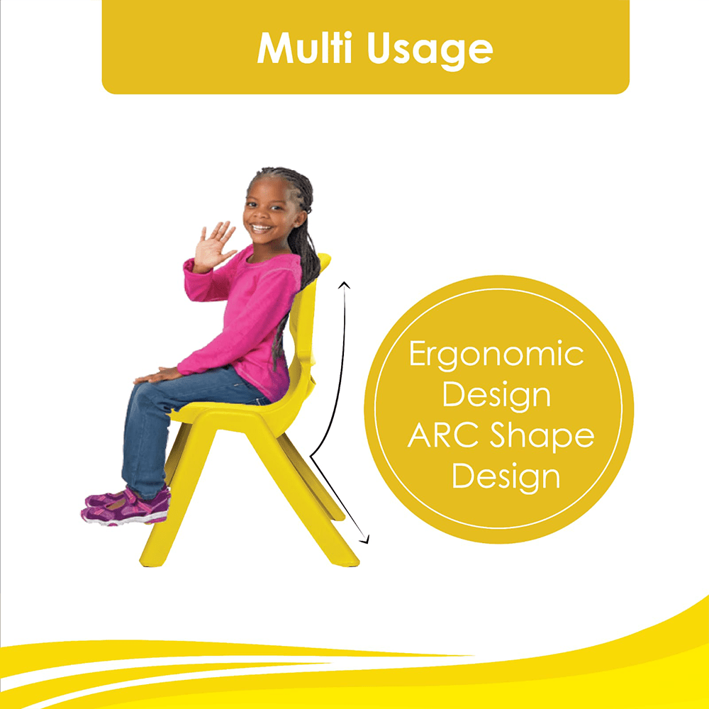 HAPPY BEAR Plastic Kids Chair | Durable and Lightweight | Modern & Comfortable - KIDS CHAIR - YELLOW Chair