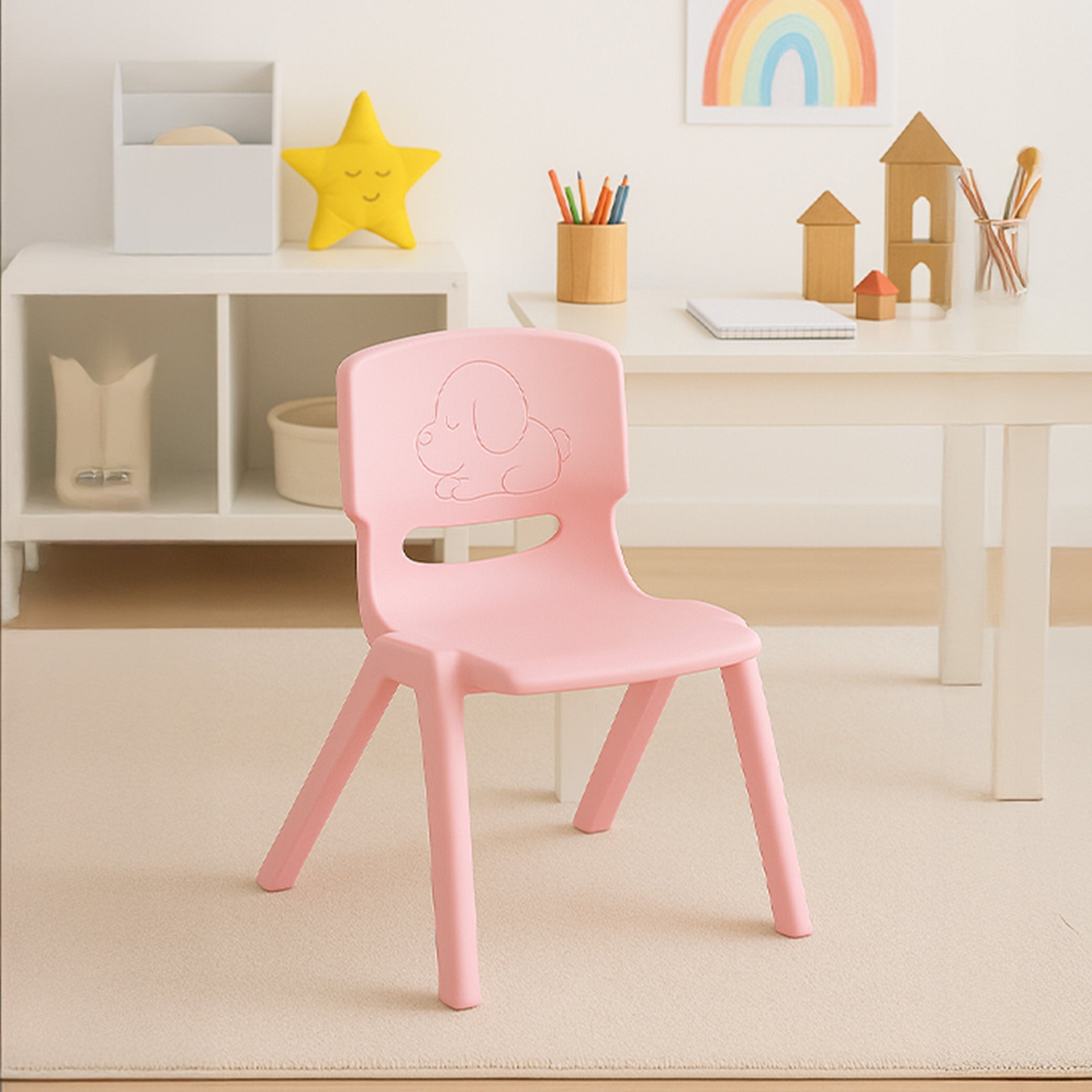 HAPPY BEAR Plastic Kids Chair | Durable and Lightweight | Modern & Comfortable - KIDS CHAIR - BLUE Chair