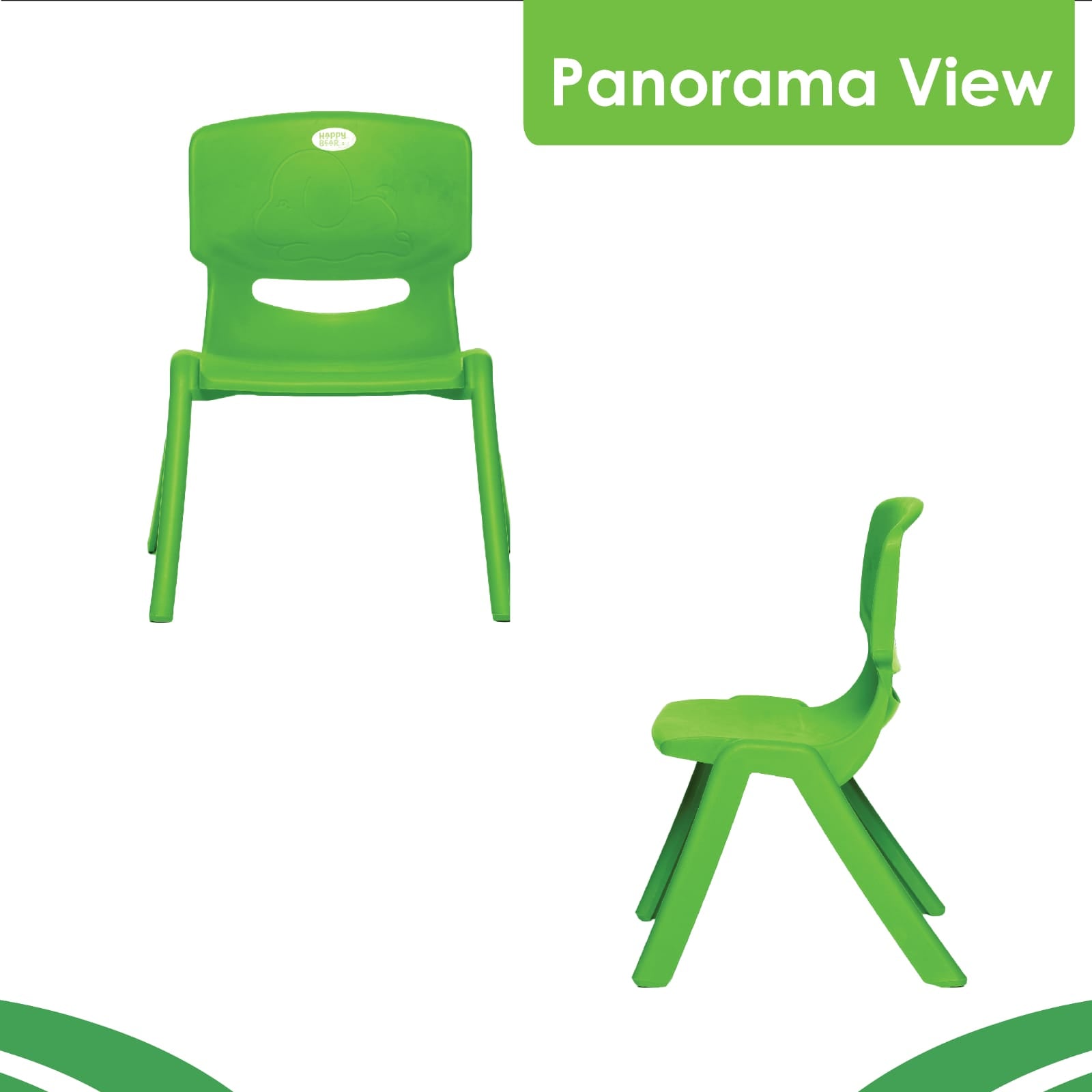 HAPPY BEAR Plastic Kids Chair | Durable and Lightweight | Modern & Comfortable - HBM_Chair_Green