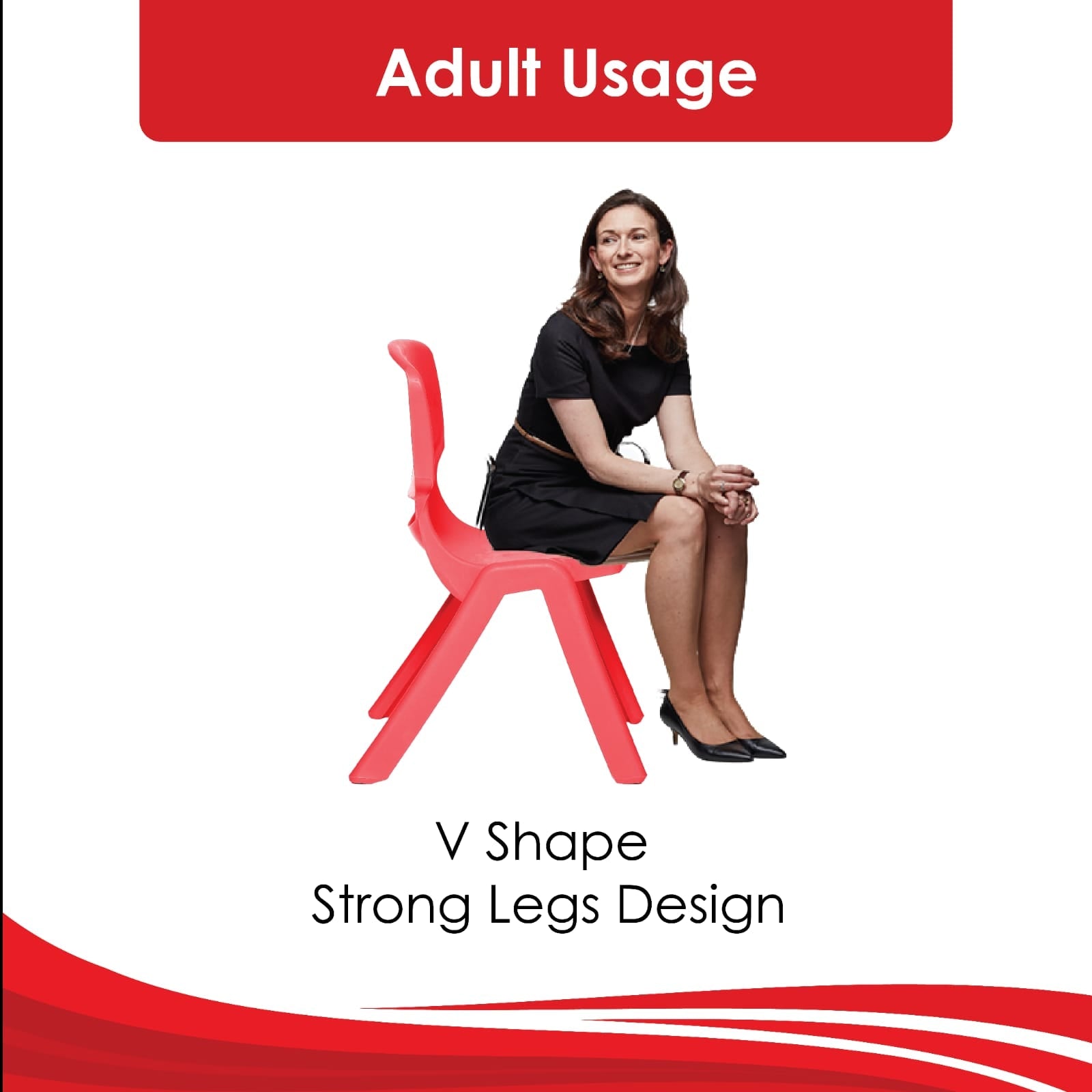 HAPPY BEAR Plastic Kids Chair | Durable and Lightweight | Modern & Comfortable - KIDS CHAIR - RED Chair