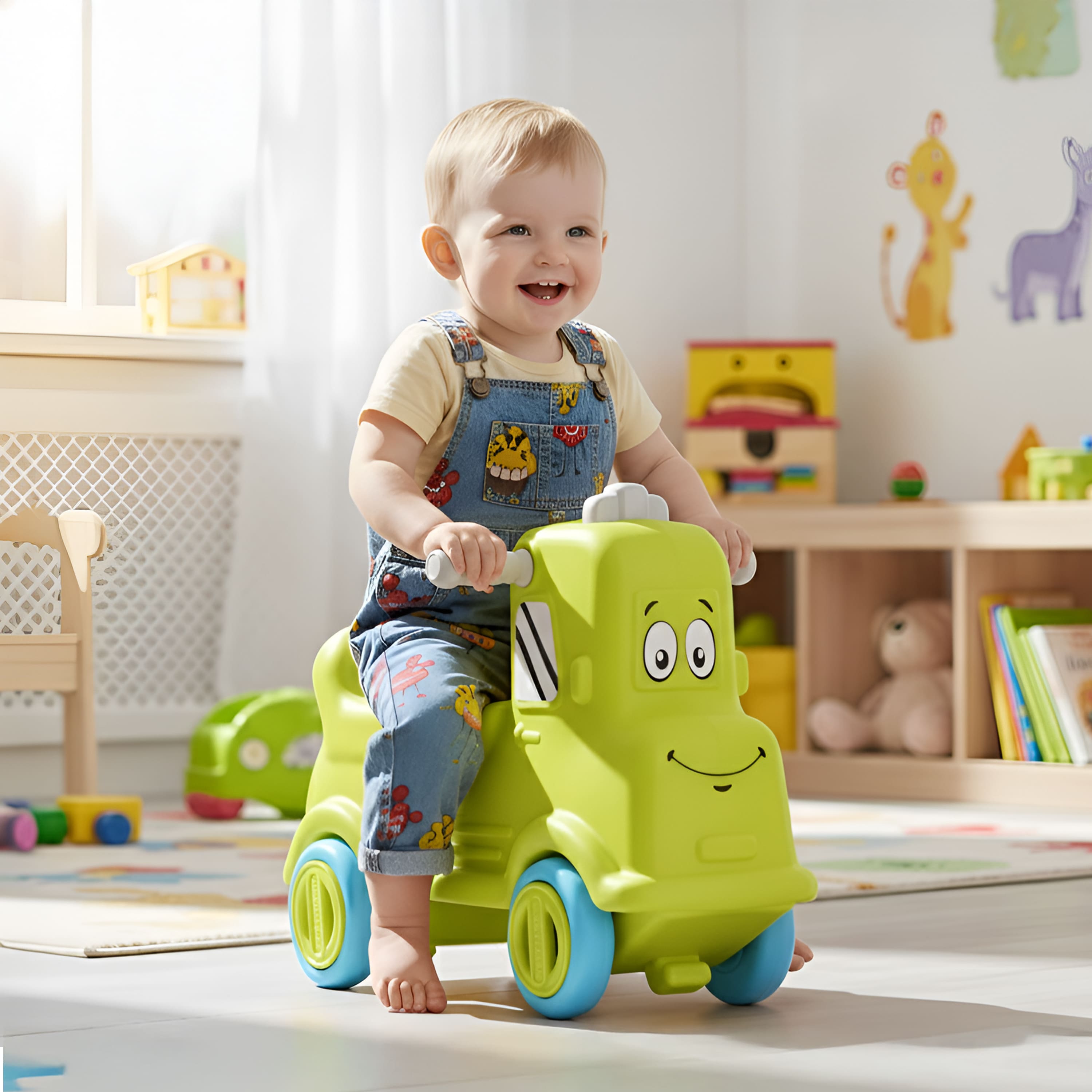 Happy Bear Rider Push Car for Kids 1 - 5Years Indoor & Outdoor Ride - On Toy (Blue) - green Ride on Toys