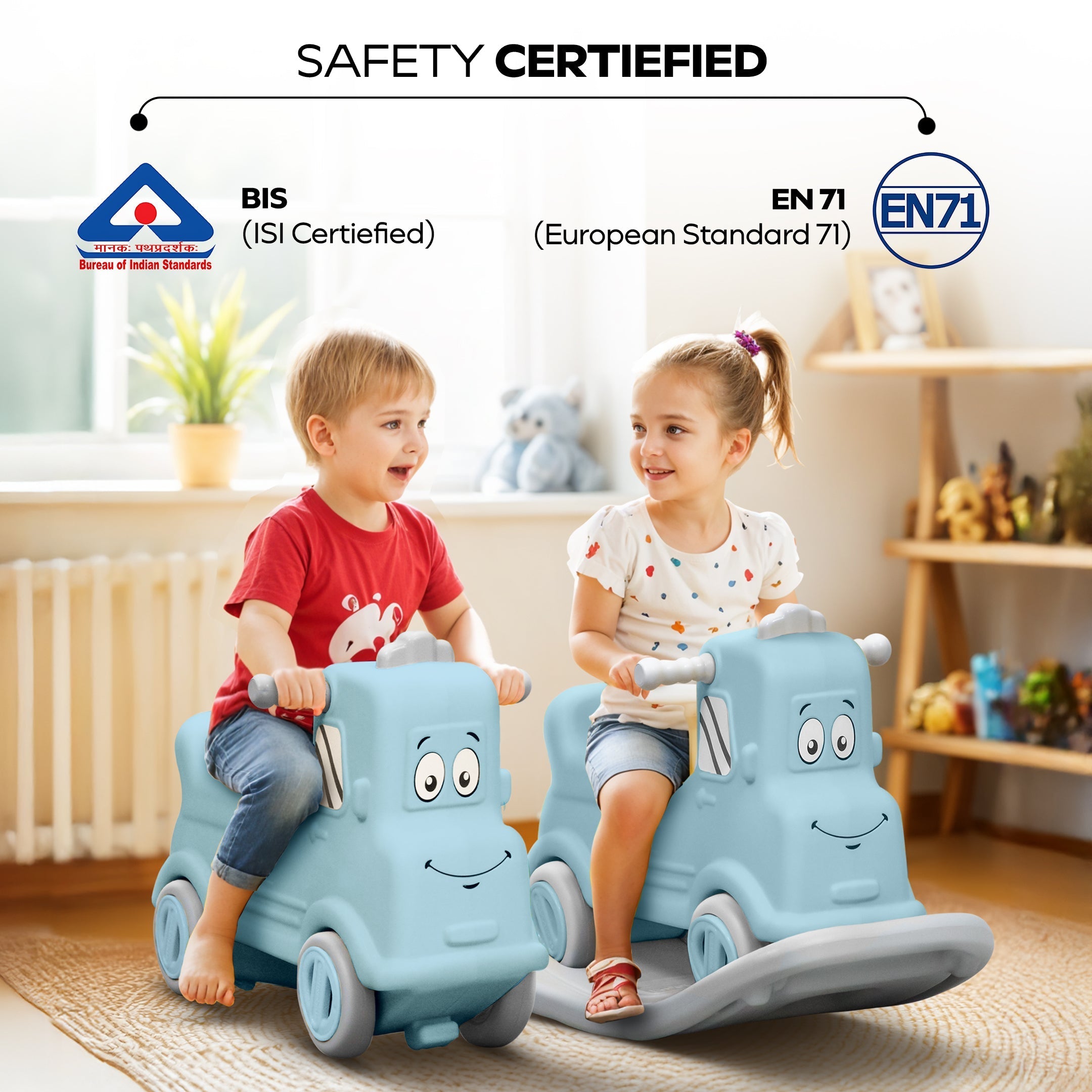 Happy Bear Rock n Roll 3 in 1 Rider cum Rocker - Green - 3IN 1RIDE ON BLUE Ride on Toys