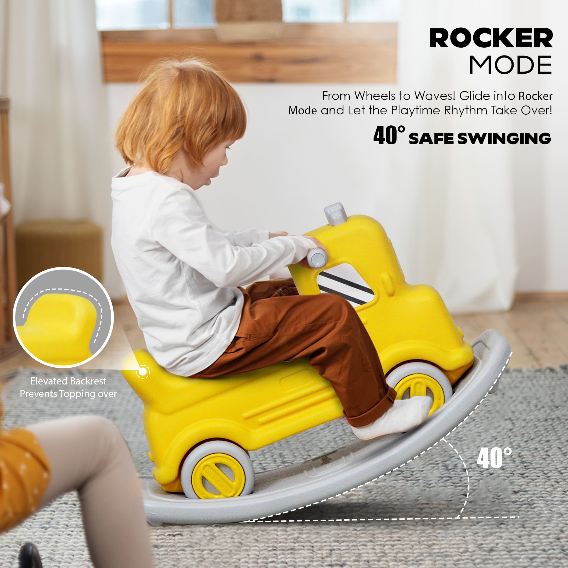 Happy Bear Rock n Roll 3 in 1 Rider cum Rocker - Green - 3IN 1RIDE ON YELLOW Ride on Toys