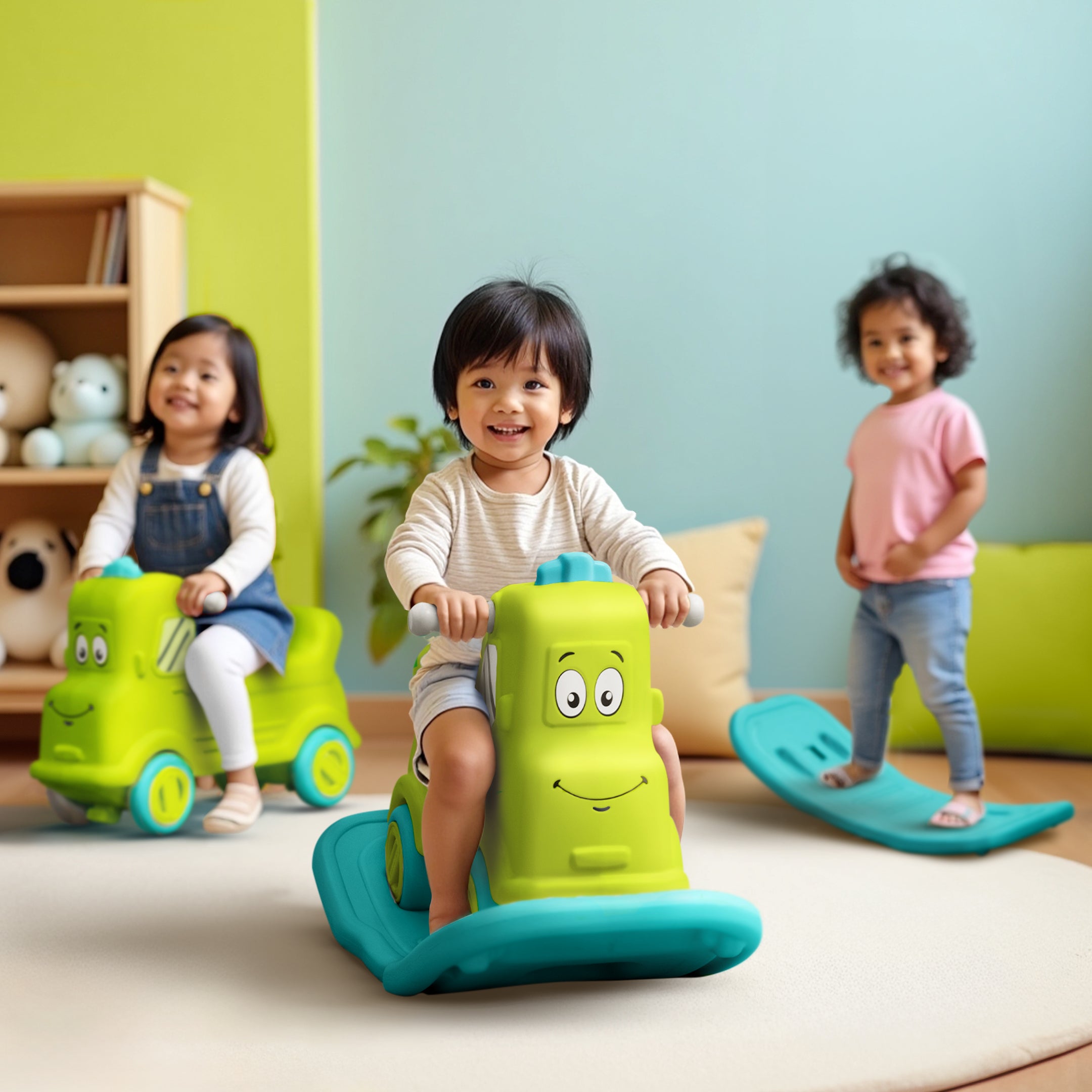 Happy Rocker I Happy Bear Rock n Roll 3 in 1 Rider cum Rocker - Green - HBM_Rocknroll ...