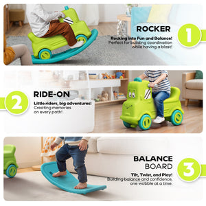 Happy Bear Rock n Roll 3 in 1 Rider cum Rocker - Green - HBM_Rocknroll_Green