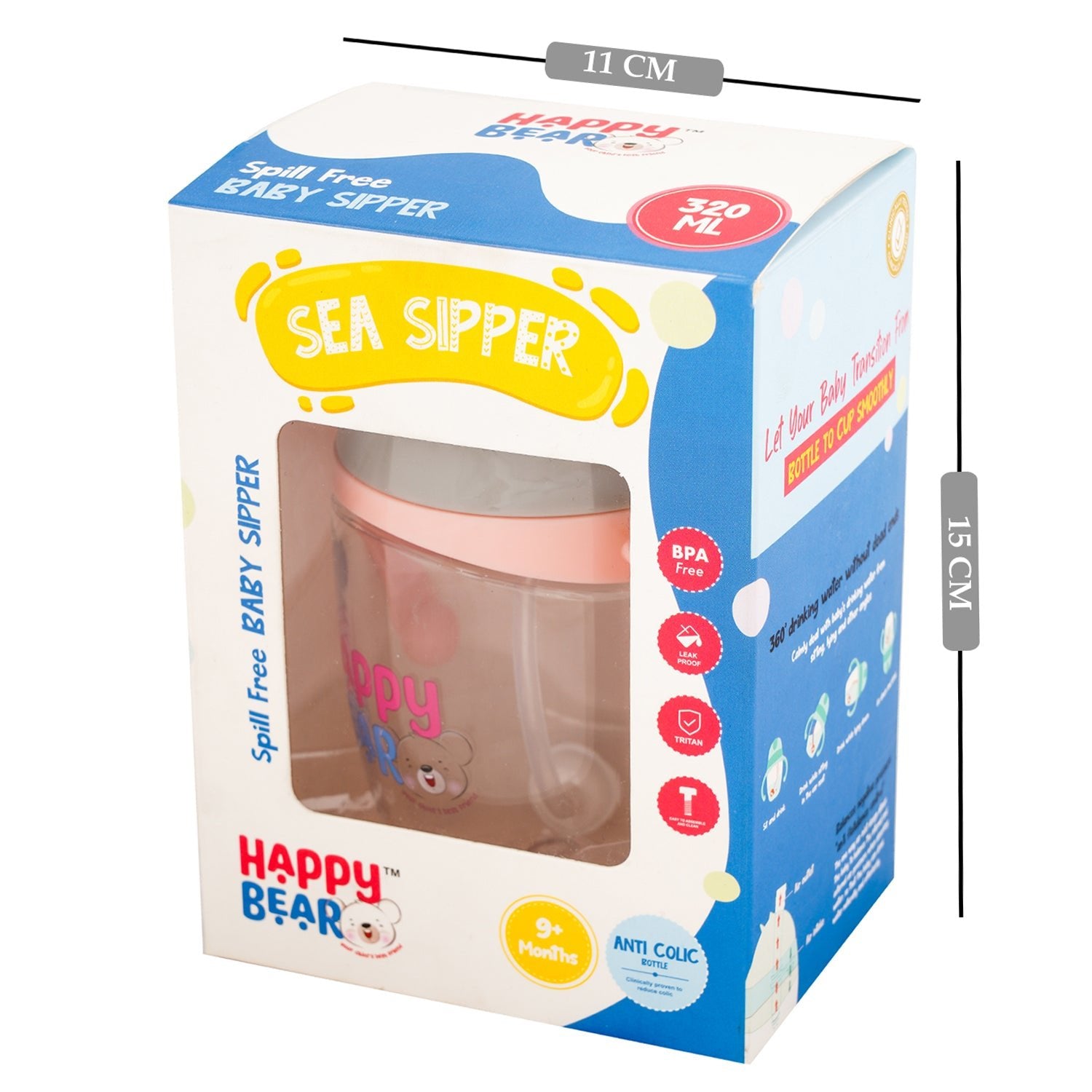 Happy Bear Sea Sipper Bottle for kids - HBM_Sea Sipper_Pink