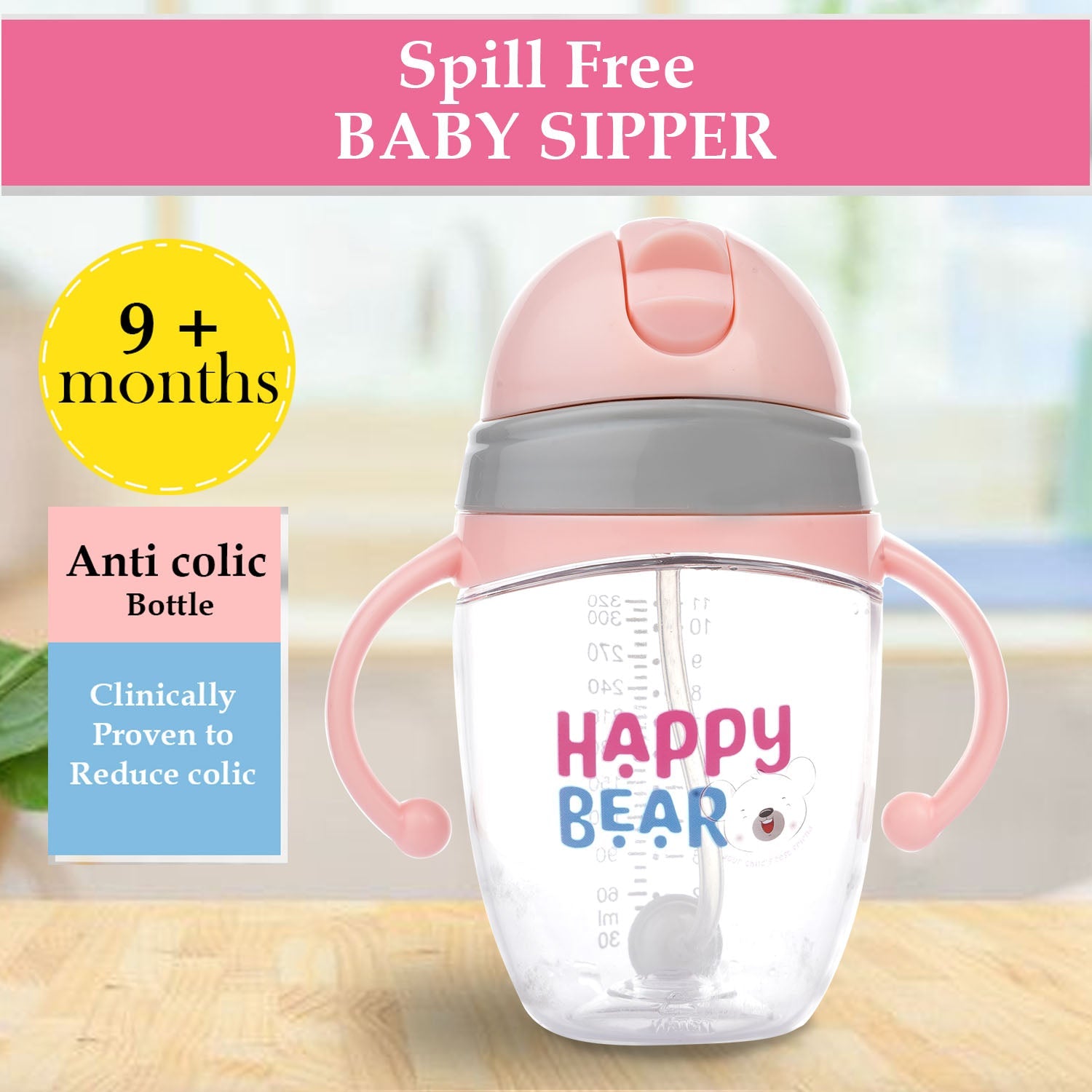 Happy Bear Sea Sipper Bottle for kids - HBM_Sea Sipper_Pink