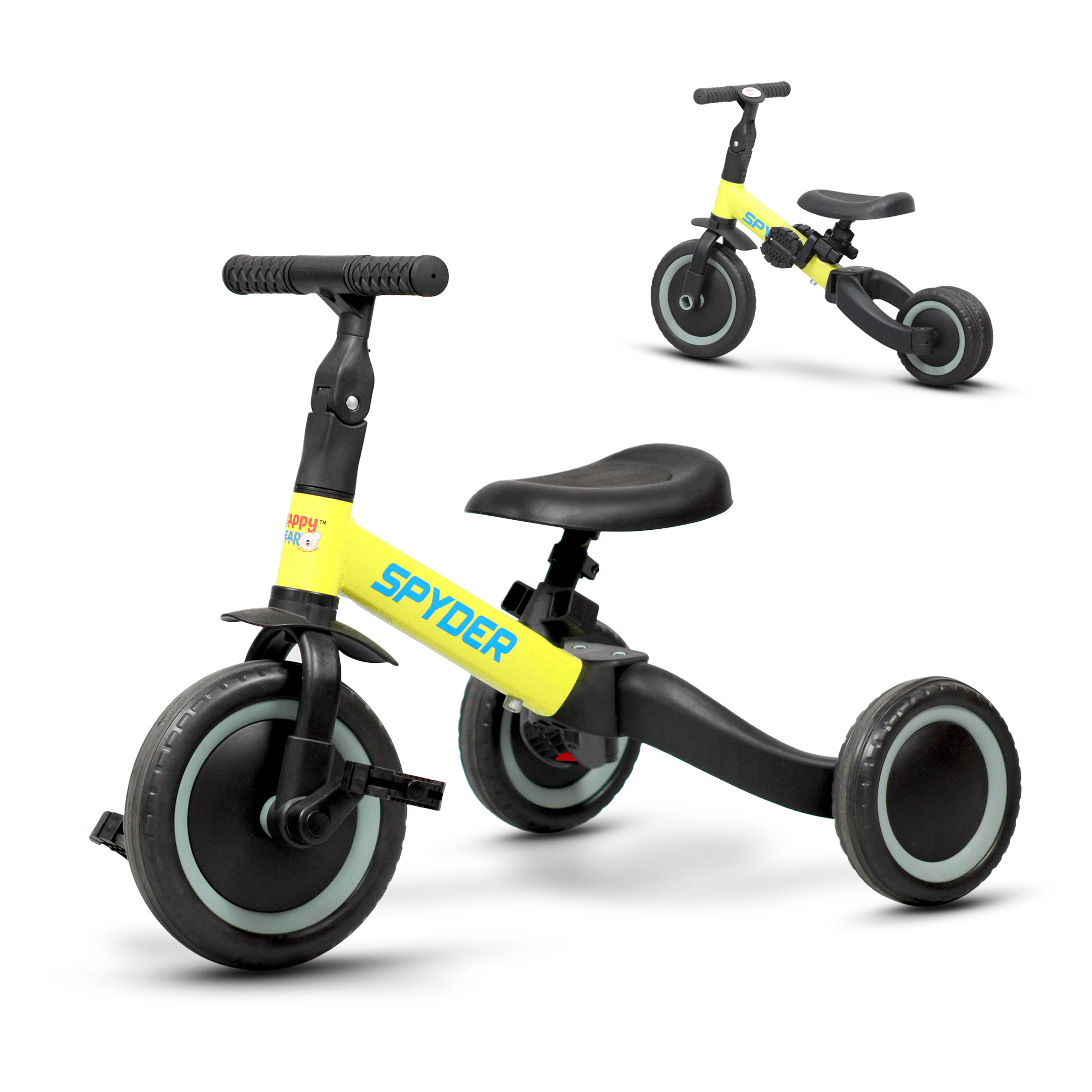 Happy Bear Spyder 3 in 1 Tricycle for kids 2 to 5 years - HBM_tricycle_yellow