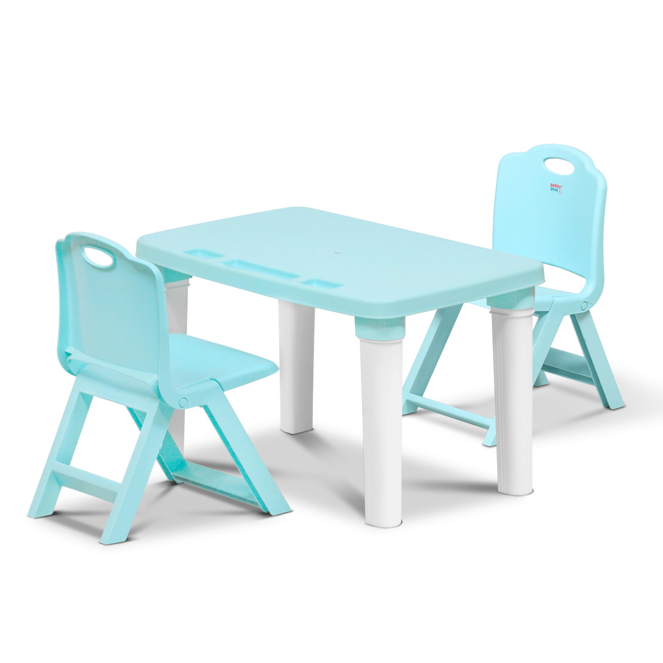 HAPPY BEAR Table and Double Folding Chair Set for Kids - TABLE&DOUBLE FLODING CHAIR - BLUE Table and Chair