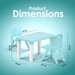 HAPPY BEAR Table and Double Folding Chair Set for Kids - TABLE&DOUBLE FLODING CHAIR - BLUE Table and Chair