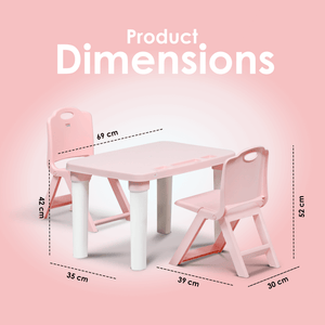 HAPPY BEAR Table and Double Folding Chair Set for Kids - HBM_T&Double F.C_Pink