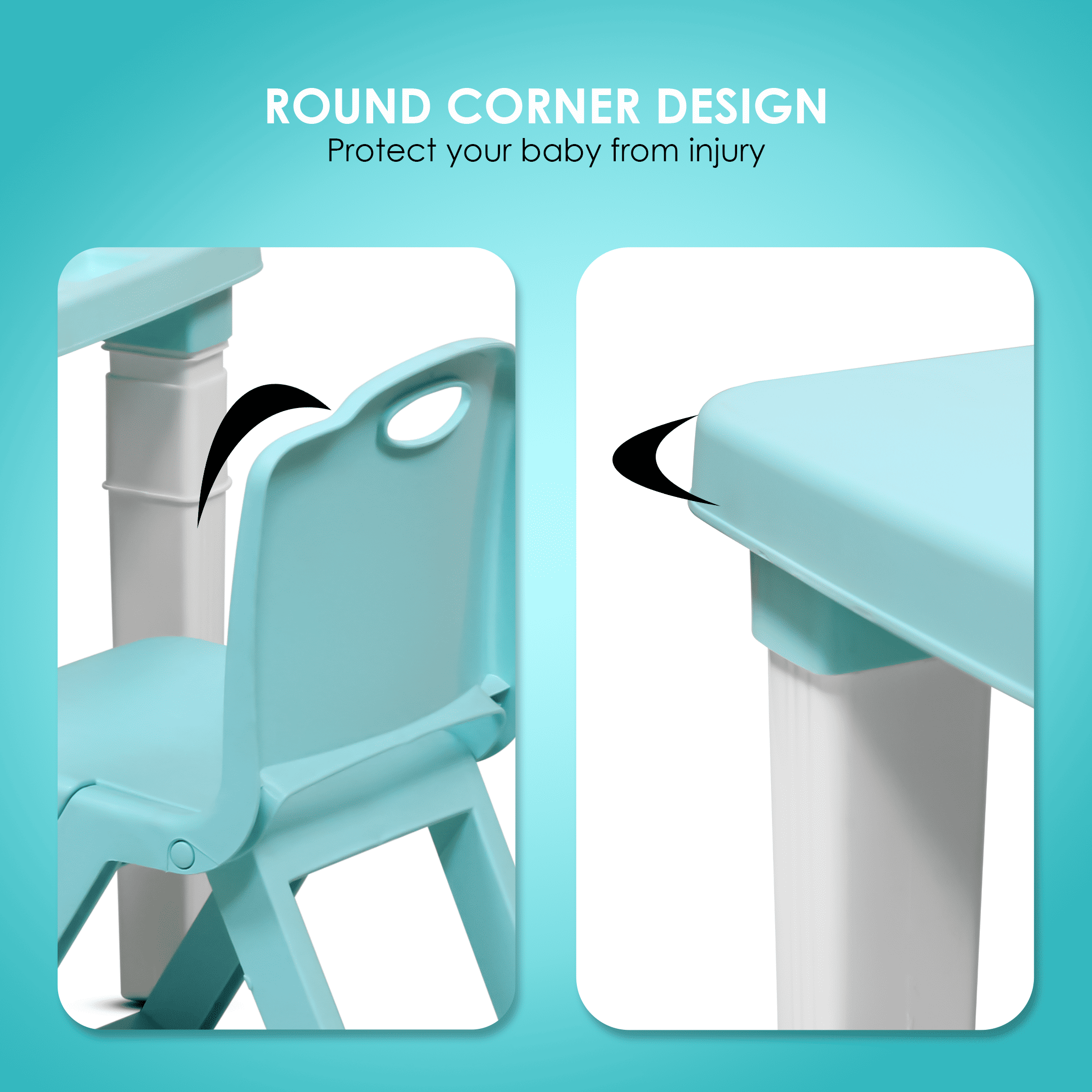 HAPPY BEAR Table and Double Folding Chair Set for Kids - TABLE&DOUBLE FLODING CHAIR - BLUE Table and Chair