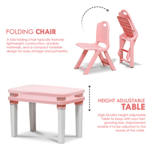 HAPPY BEAR Table and Double Folding Chair Set for Kids - HBM_T&Double F.C_Pink