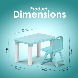 Happy Bear Table and Folding Chair Set for 2 to 5 years kids - HBM_table&fc_blu