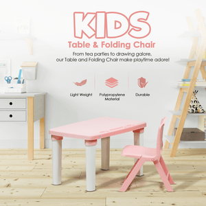 Happy Bear Table and Folding Chair Set for 2 to 5 years kids - HBM_table&fc_pnk
