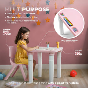 Happy Bear - Table for Kids, Lightweight Plastic Table - HBM_Table_Pink