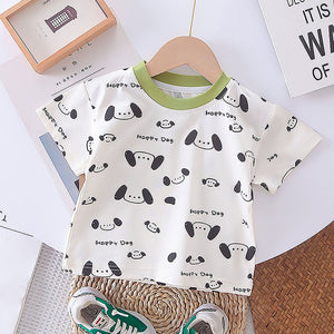 Happy Dog Green & White 2 Pcs Dungary Style Set For Toddlers And Kids - 1 - 2 Years Kids Clothing