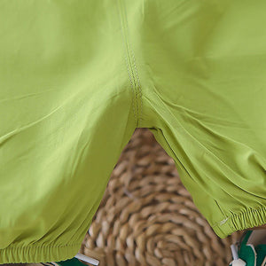 Happy Dog Green & White 2 Pcs Dungary Style Set For Toddlers And Kids - 1 - 2 Years Kids Clothing