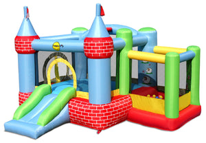 Happy Hop Castle Bouncer With Farmyard Ball Pit - Kids Activity & Play Equipment