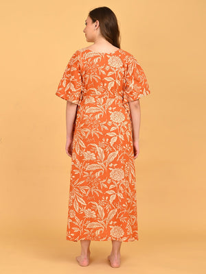 Happy Hues Maternity and Nursing Kaftan Nighty back view showing relaxed fit and midi length.