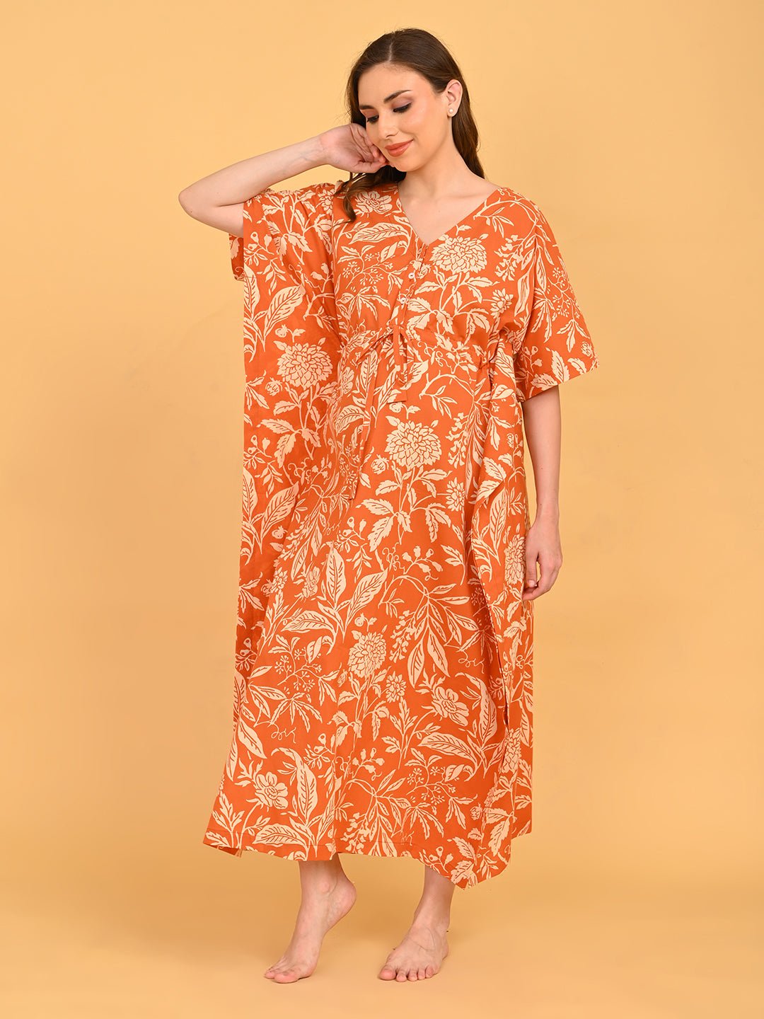 Happy Hues Maternity and Nursing Kaftan Nighty - S Maternity Nightwear
