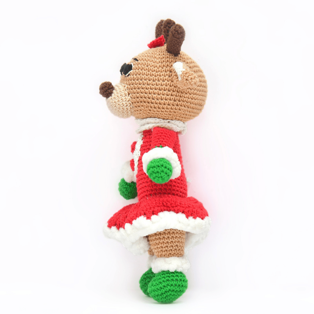 Happy Threads | Adorable Crochet Girl Reindeer – Handcrafted Holiday Magic - Christmas Decor