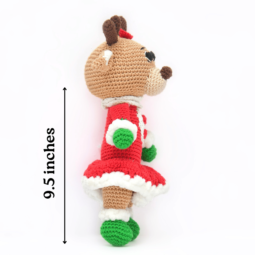 Happy Threads | Adorable Crochet Girl Reindeer – Handcrafted Holiday Magic - Christmas Decor