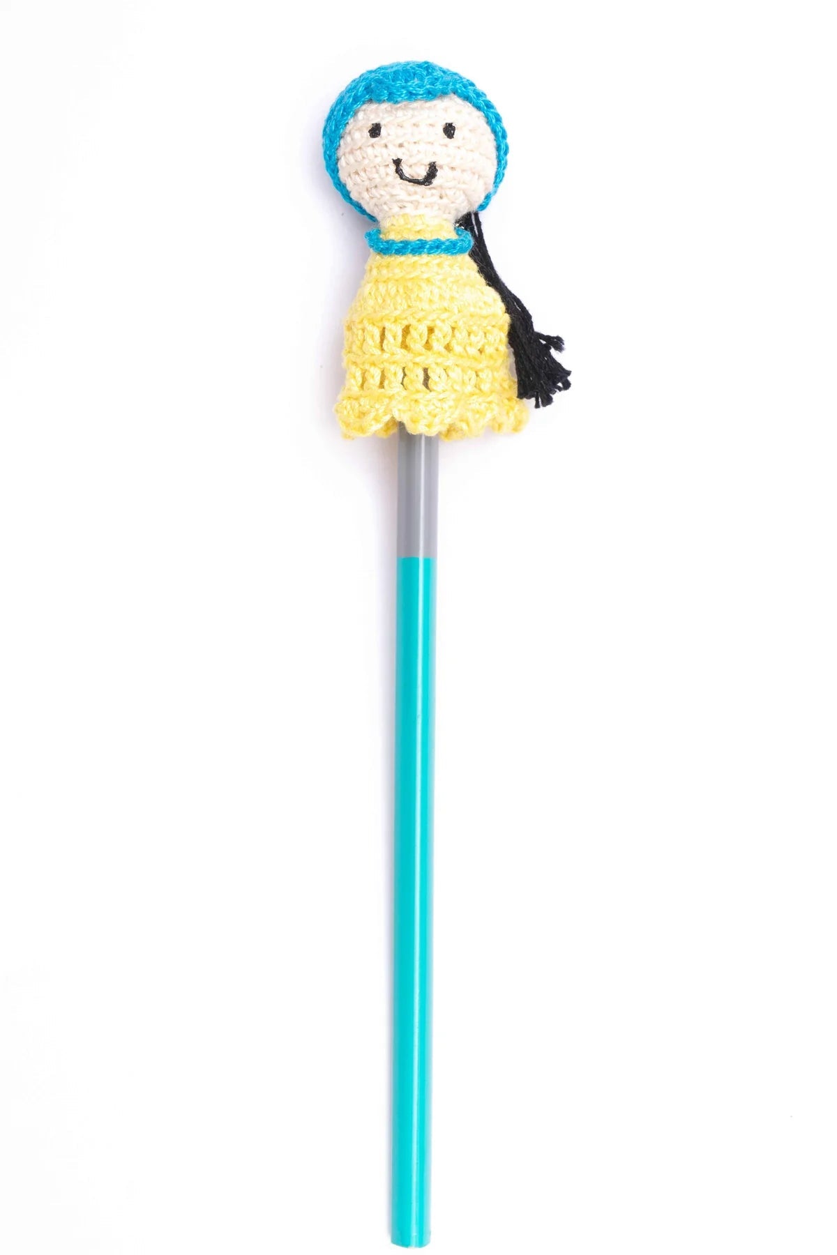 Happy Threads | Adorable handcrafted Yellow doll Pencil Topper - Stationery