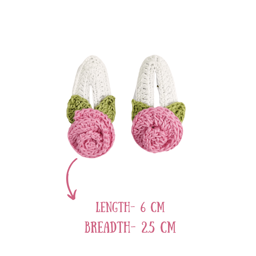 Happy Threads | Adorn Little Locks with Handcrafted Pink Rose Hair Clips | Kids' Accessories - Hair accessories