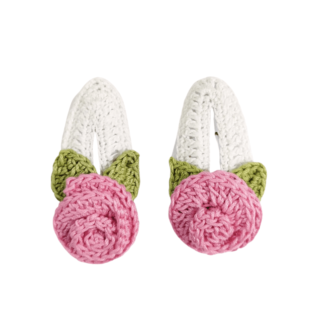 Happy Threads | Adorn Little Locks with Handcrafted Pink Rose Hair Clips | Kids' Accessories - Hair accessories