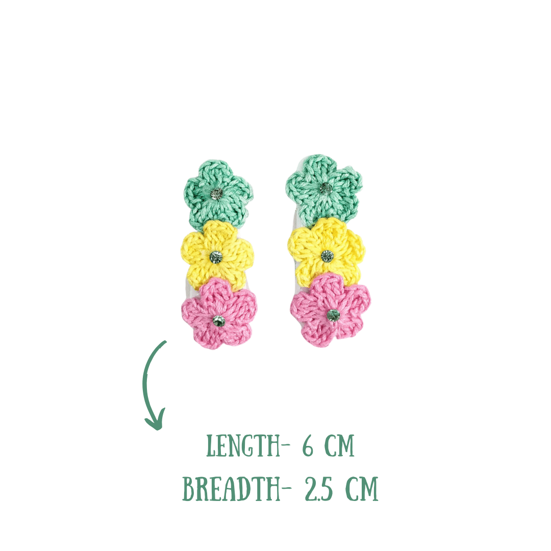 Happy Threads | Adorn Your Child's Hair with Handmade Crochet Floral Clips - Colorful Kids Accessories - Hair accessories
