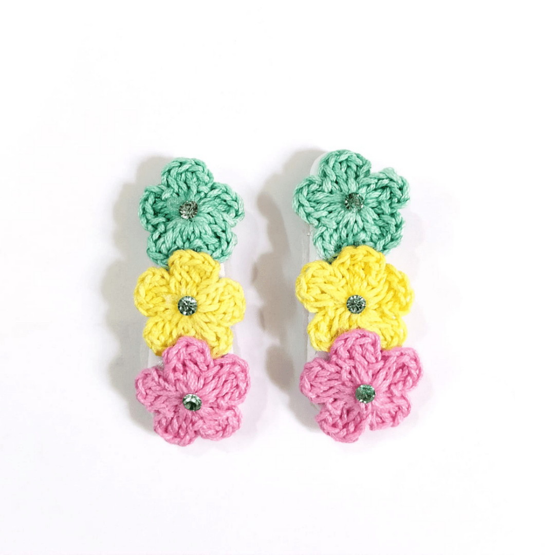 Happy Threads | Adorn Your Child's Hair with Handmade Crochet Floral Clips - Colorful Kids Accessories - Hair accessories