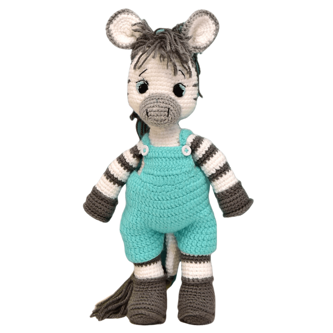 Happy Threads | Albert the Zebra – Handmade Crochet Plush Toy | Soft & Safe Cuddly Companion for Kids - ID23A032