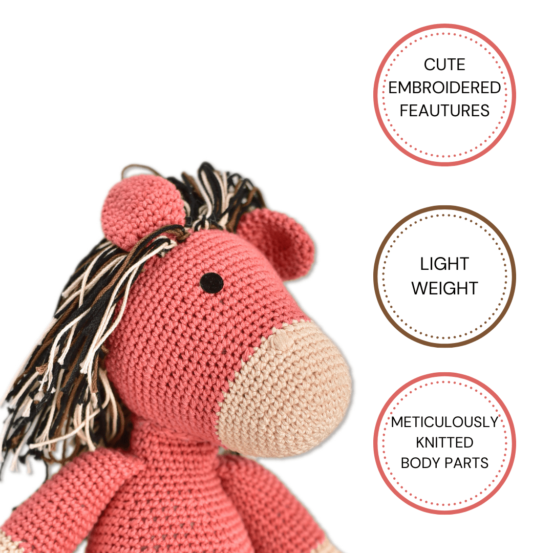 Happy Threads | Buttercup Horse| 26 cms | Stuffed Toy | Best for kids |Crochet Horse - BCH00110.