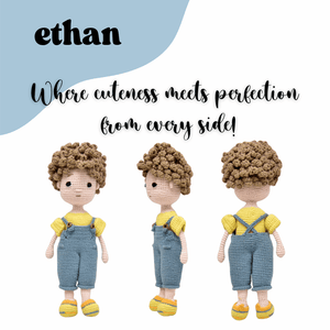 Happy Threads | Charming Ethan – Crocheted Boy Doll Made with Love - Crochet Toy